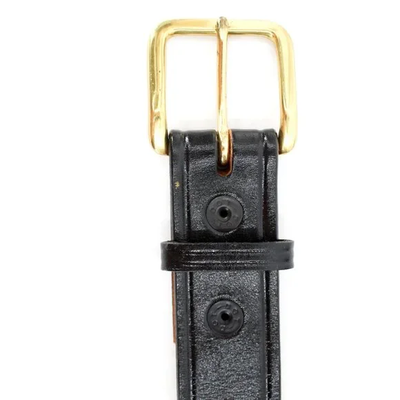 Don Hume Duty Belt Black Leather Brass Buckle Police Snap Buckle Sz 48 Unisex - Picture 5 of 8